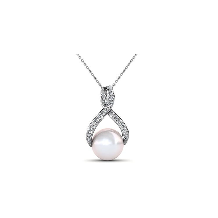 Destiny Jewellery Crystal From Swarovski Ribbon Pearl Pendant & Necklace