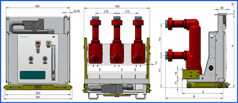 Pole Mounted 17.5kv-1250A 50Hz Vs1 Vacuum Circuit Breaker