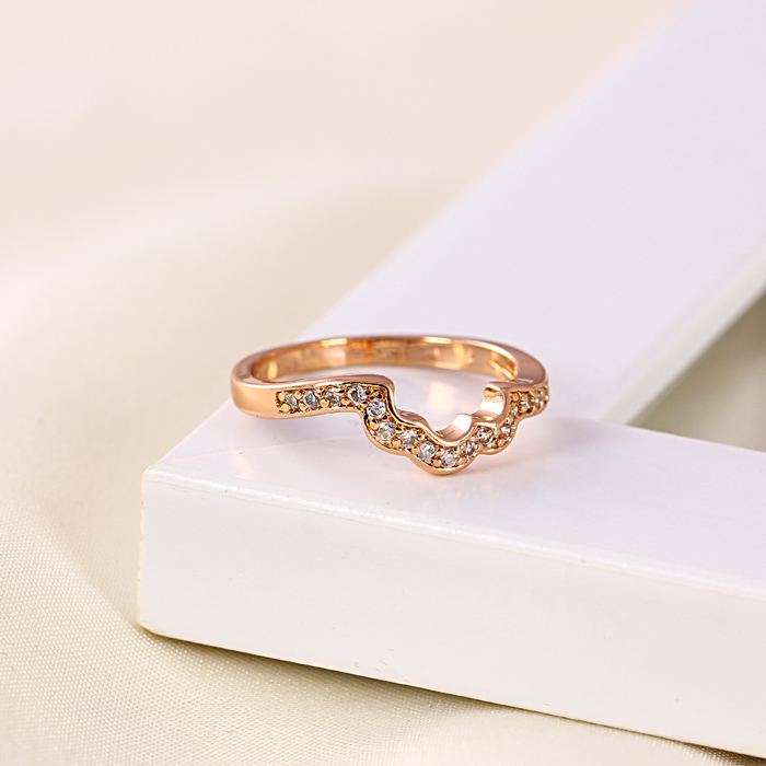 Xuping Rose Gold Color Lover's Set Ring with Rhinestone