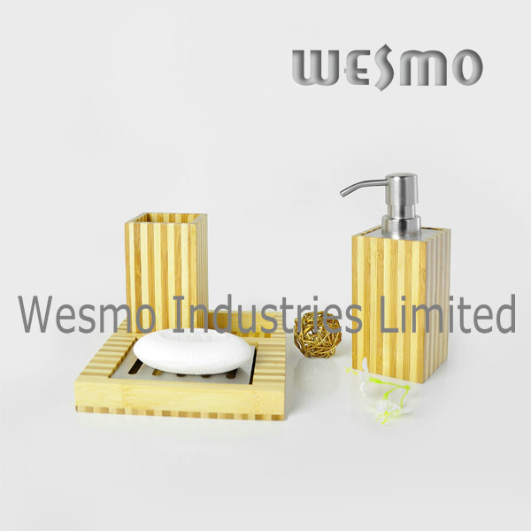 Two-Tone Bamboo Bath Set (WBB0301C with waste basket)