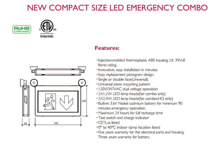 New Compact Size LED Emergency LED Combo
