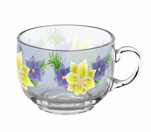 Nice Decal Flower Glass Mug Glass Cup for Beer