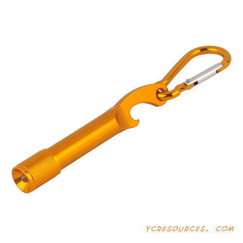 Aluminum LED Flashlight with Bottle Opener and Carabiner