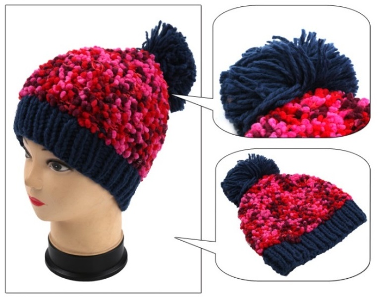 OEM New Design Knit Fancy Yarn Hand Knit Adult Bucket Hat Beanie