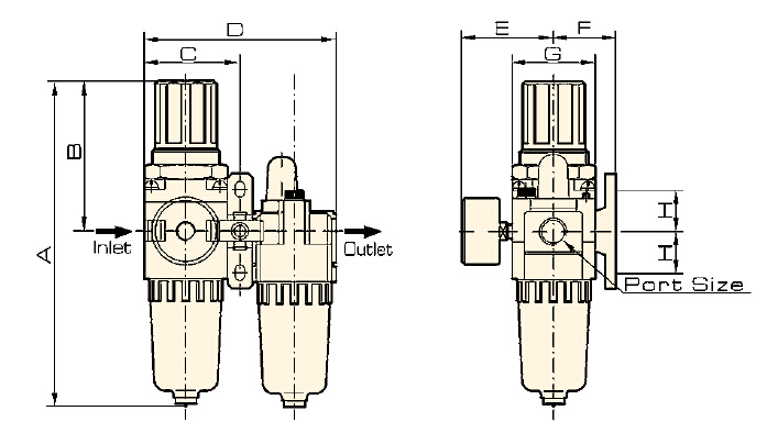 Three Point Air Frl Combination Pressure Regulator