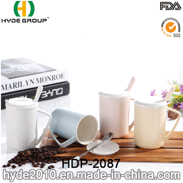 2016 Hot Sales Ceramic Coffee Mug with Lid and Spoon for Promotion Gift (HDP-2087)