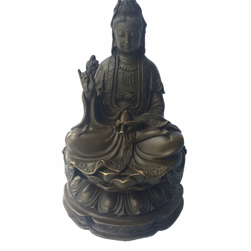 Buddha Bronze Sculpture Lotus Avalokitesvara Brass Statue Tpfx-B90