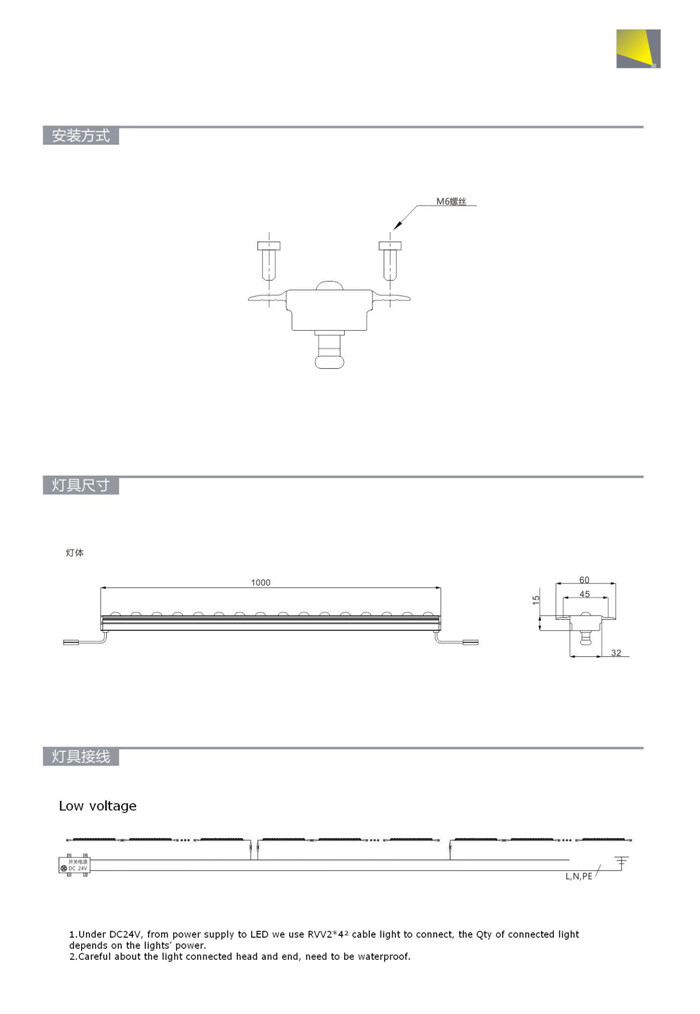 New Model Wall Recessed Light Bar 12W Warm White Color