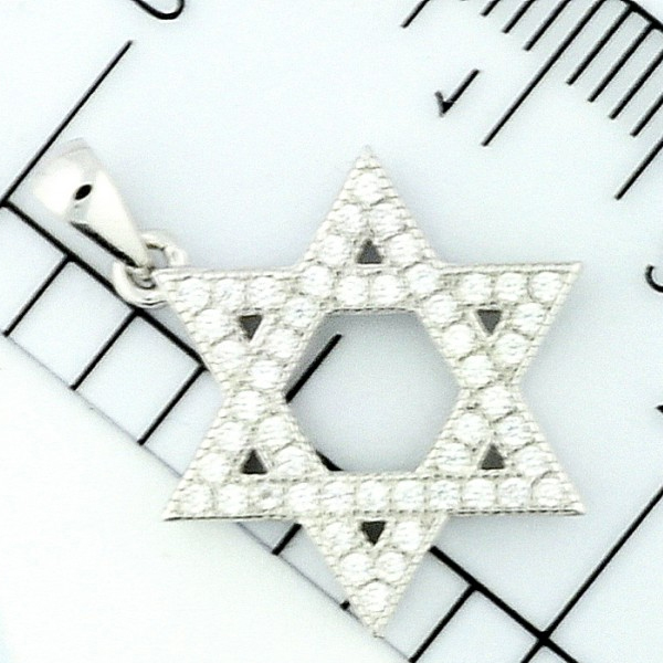 Sterling Silver Star David with CZ 19mm Pendants Jewelry