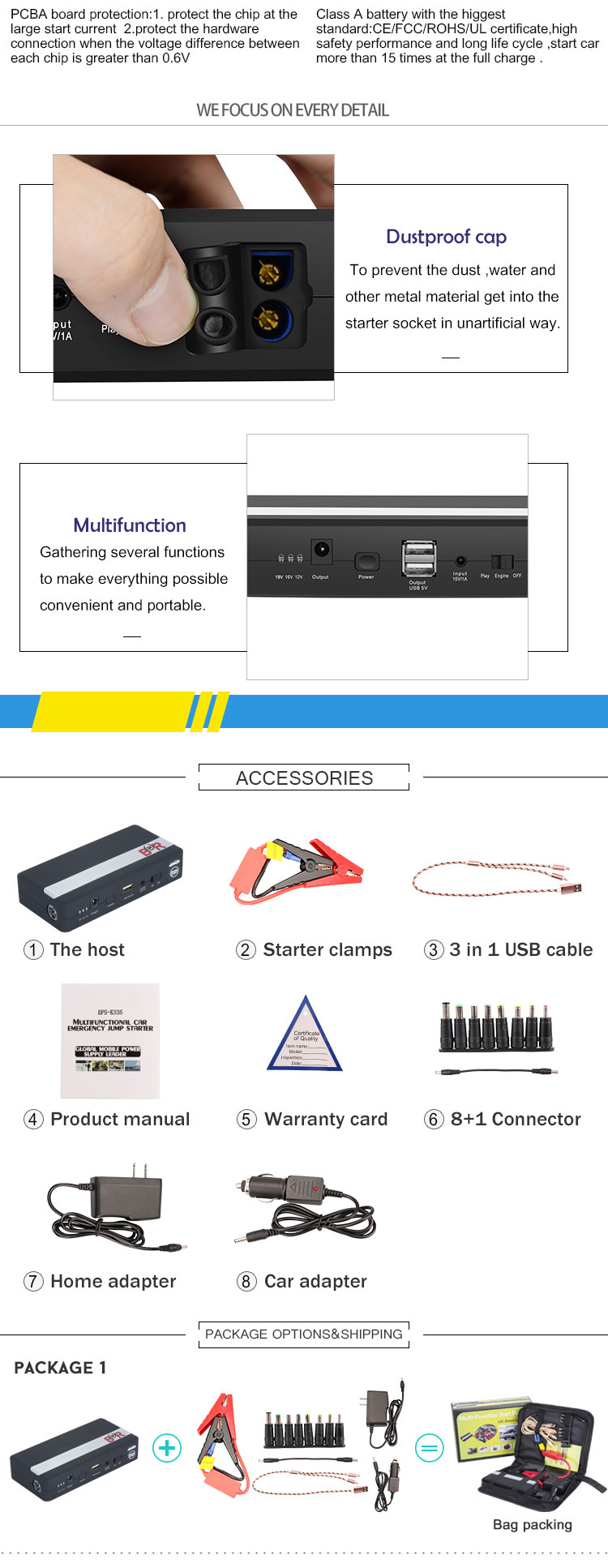 Promotion Auto Emergency Portable Battery Car Jump Starter