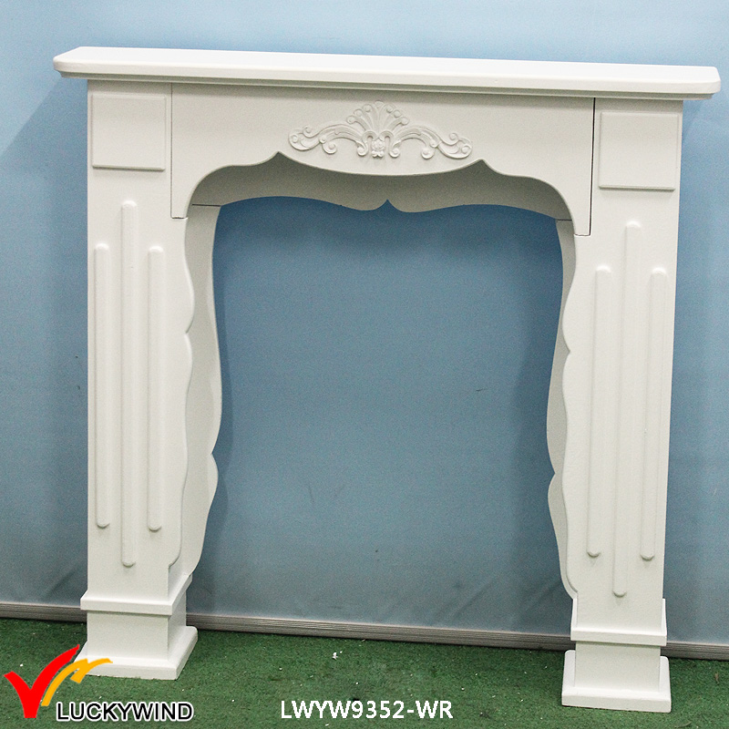 Country Rustic White Wooden Fireplace Mantel