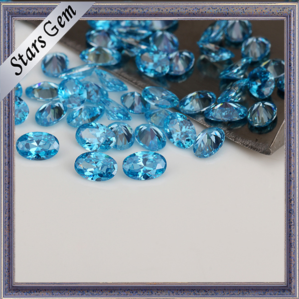 Price for Aqua Blue Oval Shape Cubic Zirconia