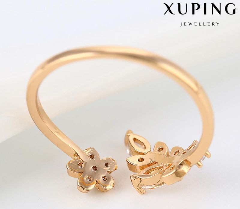 13775 Fashion Latest Cubic Zirconia Leaf Jewelry Finger Ring in 18k Gold -Plated