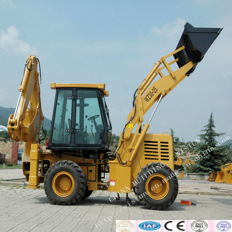 Farm Excavator, Garden Excavator, Two-Hand Excavator with Loading Bucket and Backhoe Bucket