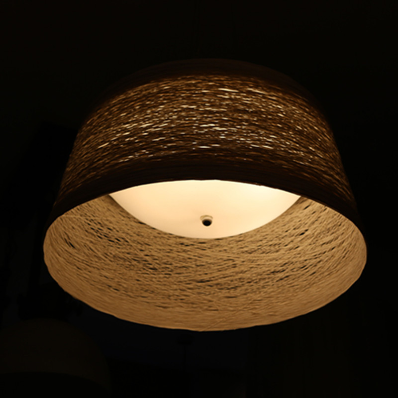 Chinese Style Hotel Opal White Rattan Round Pendant Lamp