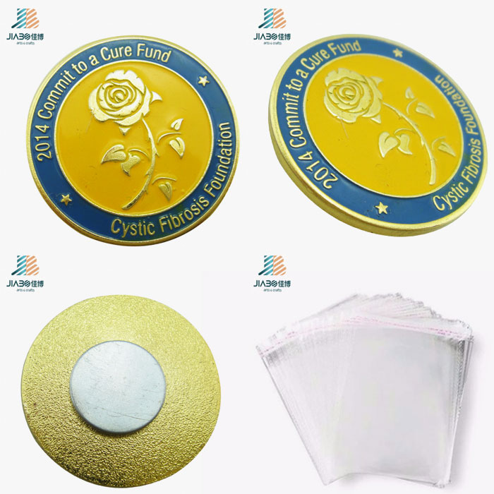 Free Sample Alloy Casting Enamel Custom Gold Rose Magnetic Badge Pin