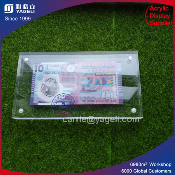 High Clear Acrylic Money Currency Holder with Maganet