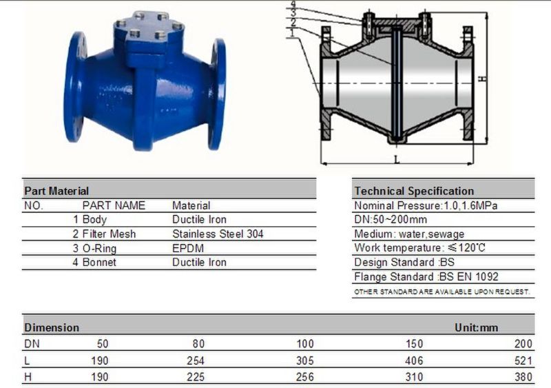 Ductile Iron Simple Design Straight Flow Strainer