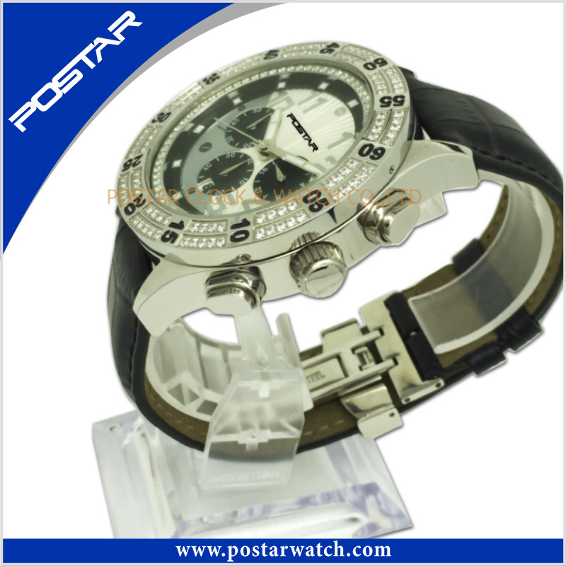 Super Sport Watch with Stone Setting Ce Leather Watch