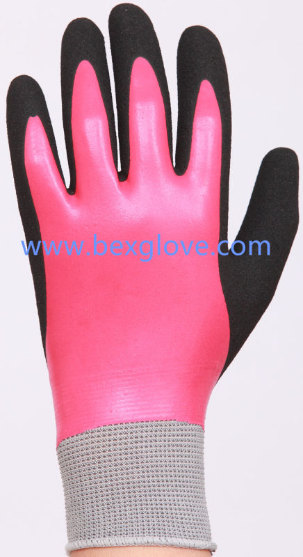 Double Coated Latex Glove, Full Back, Sandy Finish Gloves