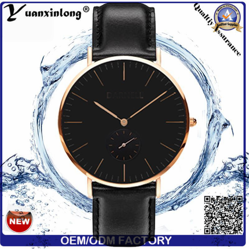 Yxl-372 New Arrival Promotional Quartz Men Watch Leather Stainless Steel Case Dw Style Wrist Watch Black Face Lady Watch Factory