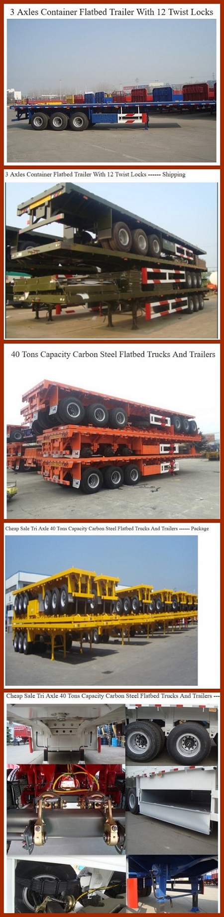 20tons to 100tons Trailer Flatbed Type Semi Trailer