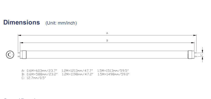 140lm/W 0.6m LED Light Tube High Brightness T8 Tube LED Clear with UL TUV ERP Dlc Ce RoHS