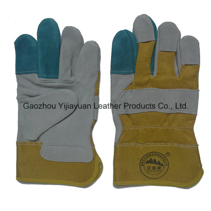 Cow Split Leather Reinforcement Palm Working Gloves