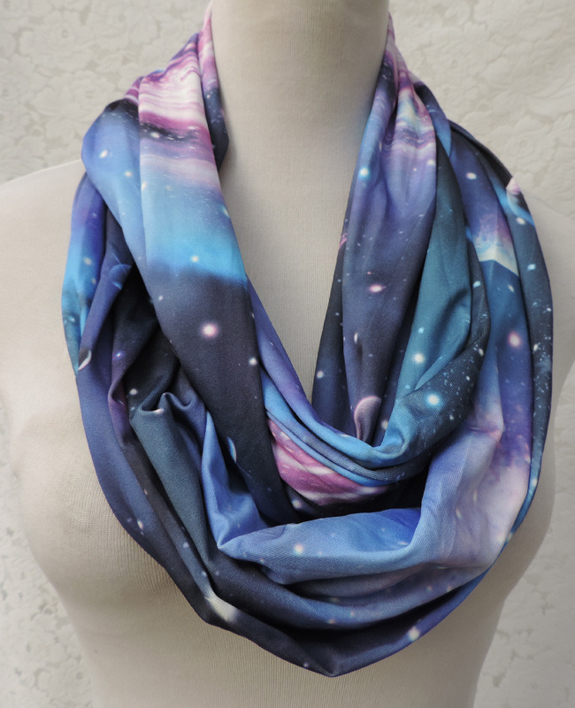 Women's Stary Night Outer Space Printing Super Soft Woven Scaf Loop Snood (SW134)