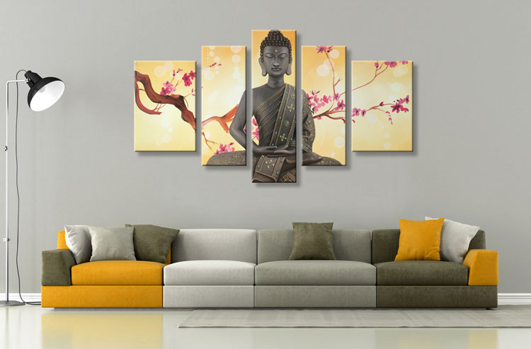 Hand Painted Buddha Oil Painting on Canvas Abstract Wall Art Decor Artwork