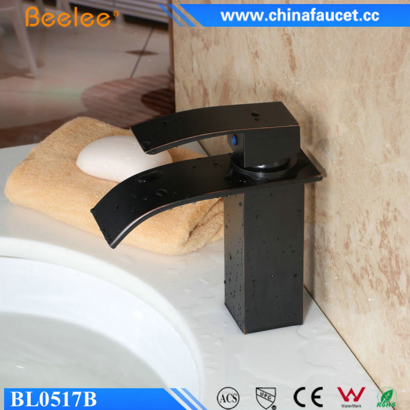 Black Orb Bathroom Brass Sanitary Waterfall Sink Faucet