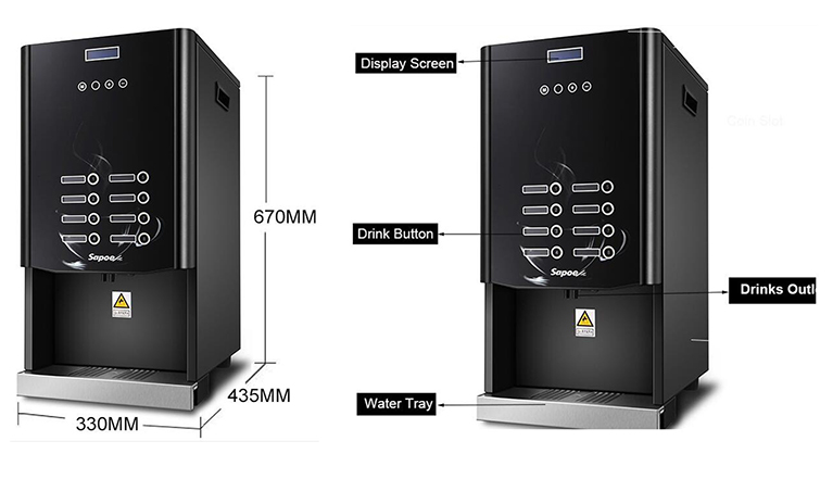 Sapoe Press Button and Touch Screen Fully Automatic Coffee Machine Sc-71104 a