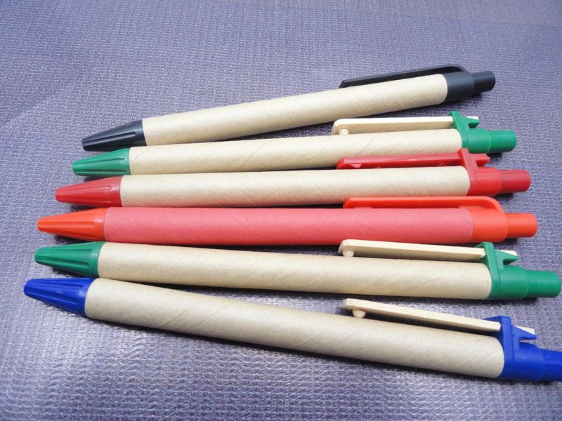 Logo Customized Eco-Friendly Paper Pen with Wooden Clip