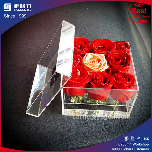 Hold 36PCS Rose Custom Color Acrylic Roses Box with Lid