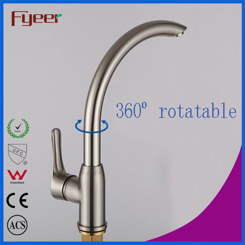 Fyeer Nickle Brushed 360 Rotatable Kitchen Sink Mixer Tap Faucet