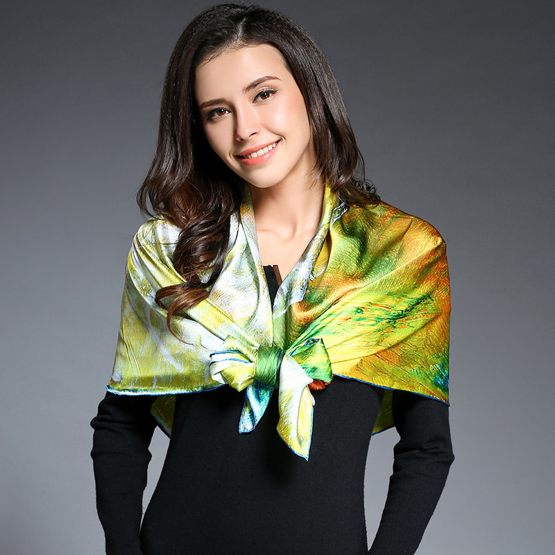 Multicolor Printed Silk Satin Horse Big Square Scarf 100 * 100 Cm