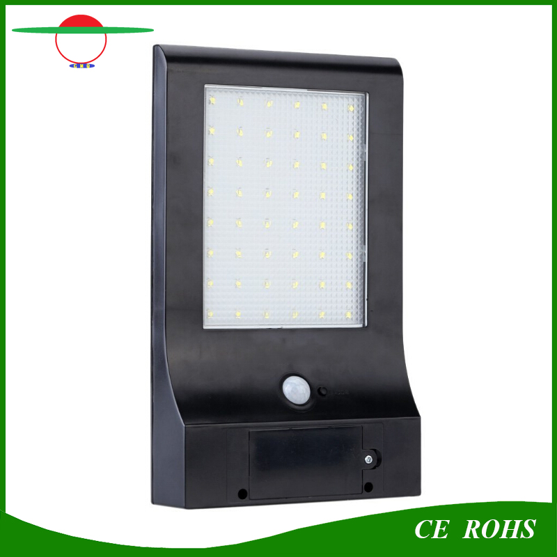 High Brightness 850lm Long Last 4400mAh Battery Solar Infrared LED Wall Light Slim Outdoor 48LED Motion Sensor Garden Lamp