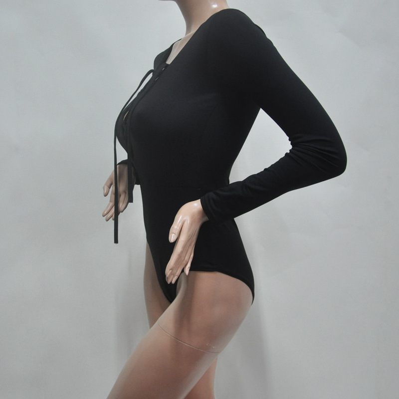 Yiwu OEM Longline Casual Autumn Cotton Sexy V Neck Bandage Tops