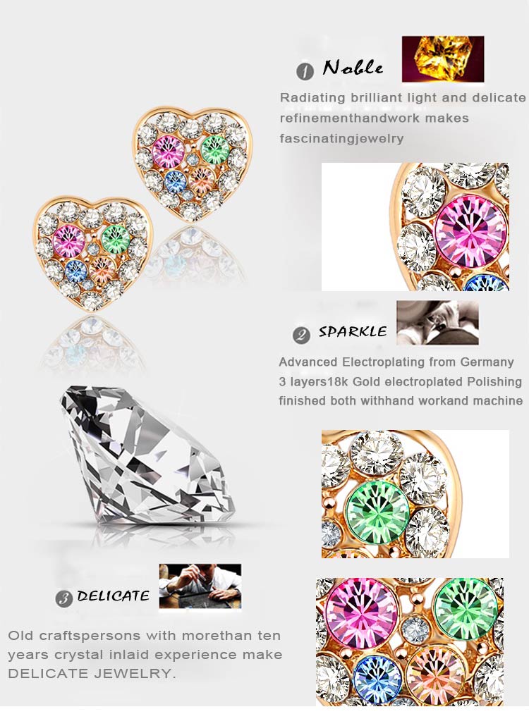 Swa Elements Crystal Heart Stud Earring for Women (ER0025-C)