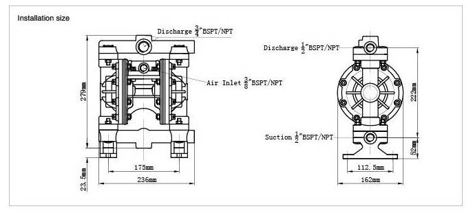 Air Operation Pump Air Driven Pneumatic Diaphragm Pump Liquid Pump (Qby-80)