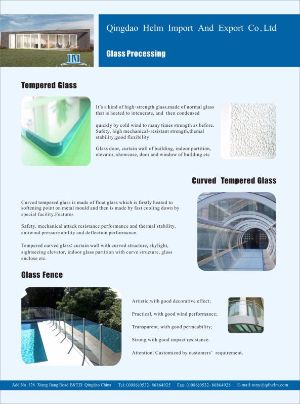 Clear/Decorative/Float/ Safety/Building/Tempered/Window/Shower Room Glass