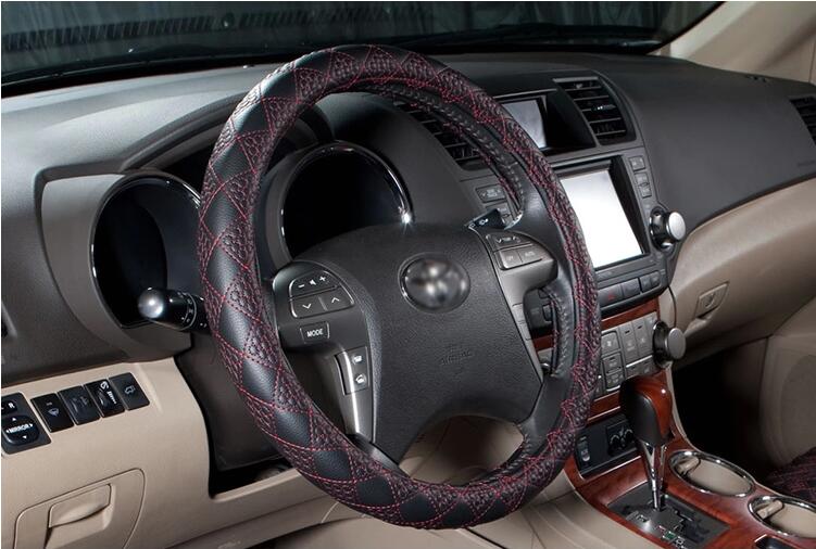 Car Steering Wheel Cover Ecological Leather-Silver