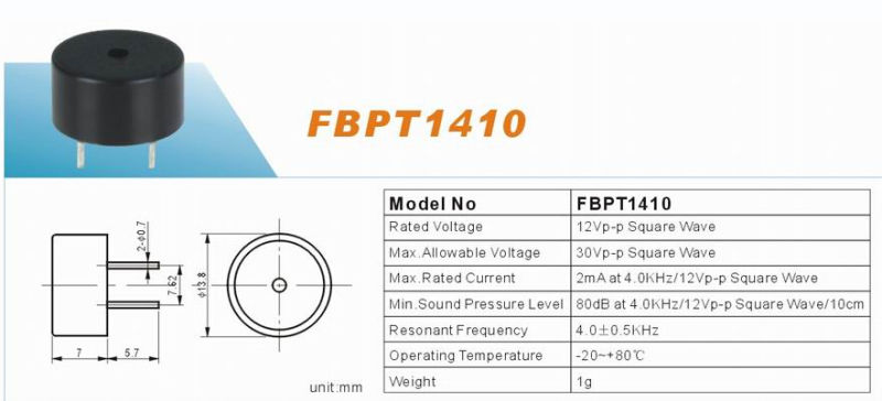 Hot Sell Piezo Type Waterproof Alarm Buzzer Waterproof Buzzer (Drive circuit built-in type)