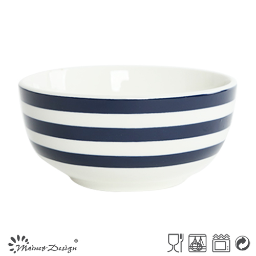 16PCS Porcelain Dinner Set with Blue Decal Strip and Dots Design