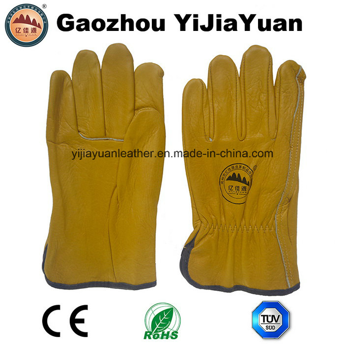 Gold Cowhide Grain Leather Work Drivers Gloves