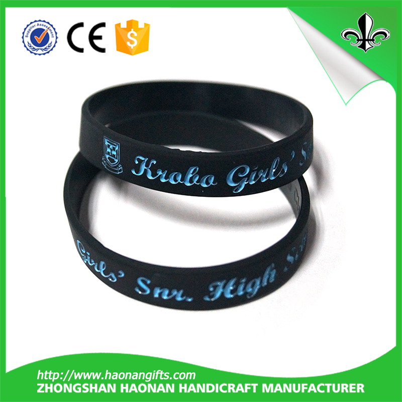 Fashion Silicone Rubber Bracelet Debossed Filled Ink