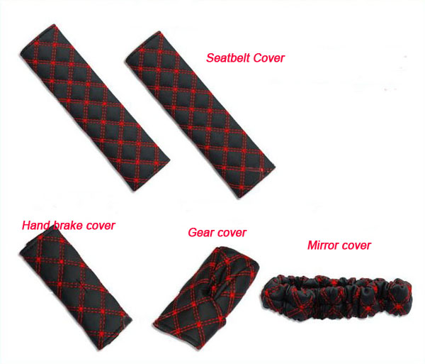 Full Set Seatbelt Cover, Hand Brake Cover, Gear Cover, Mirror Cover