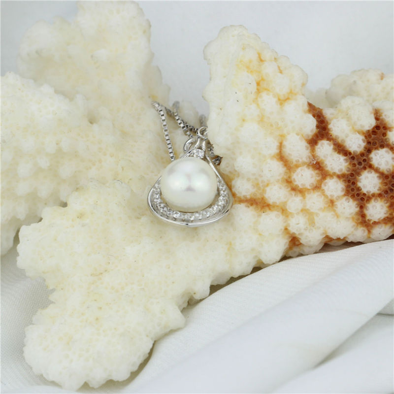 Snh 8.5-9mm 925silver Pearl Pendant Simple Design Necklace