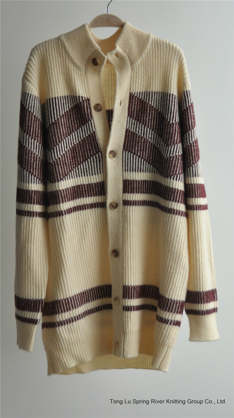 Winter Patterned Knitted Men Cardigan with Button