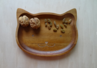 Cat-Shape Natural Wood Plate,